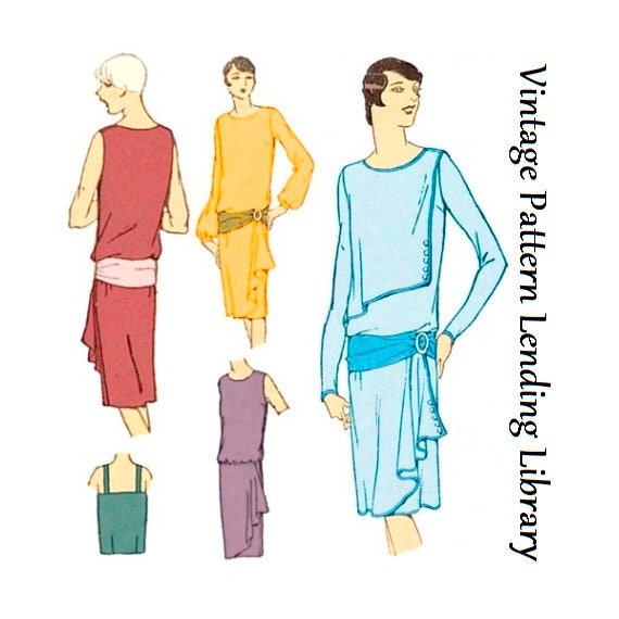 1920s Ladies Dress With Tunic Front - Reproduction 1927 Sewing Pattern #Z4087 - 36 Inch Bust
