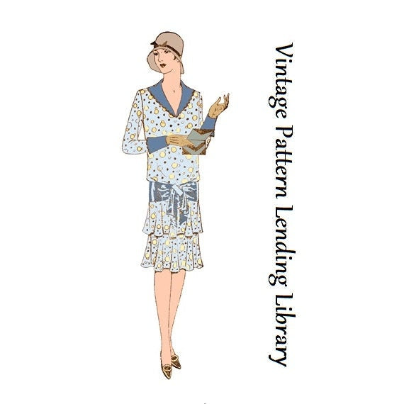 1920s Ladies Slip On Dress With Flounces - Pattern #69376 - 40 Inch Bust