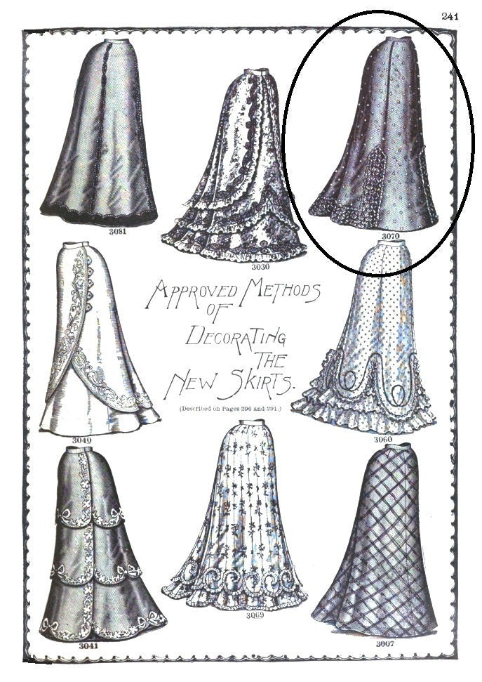 1890s Ladies Full Circular Skirt In Two Lengths - Victorian Era - Reproduction (ca. 1899) Sewing Pattern #E3070 - 22 Inch Waist