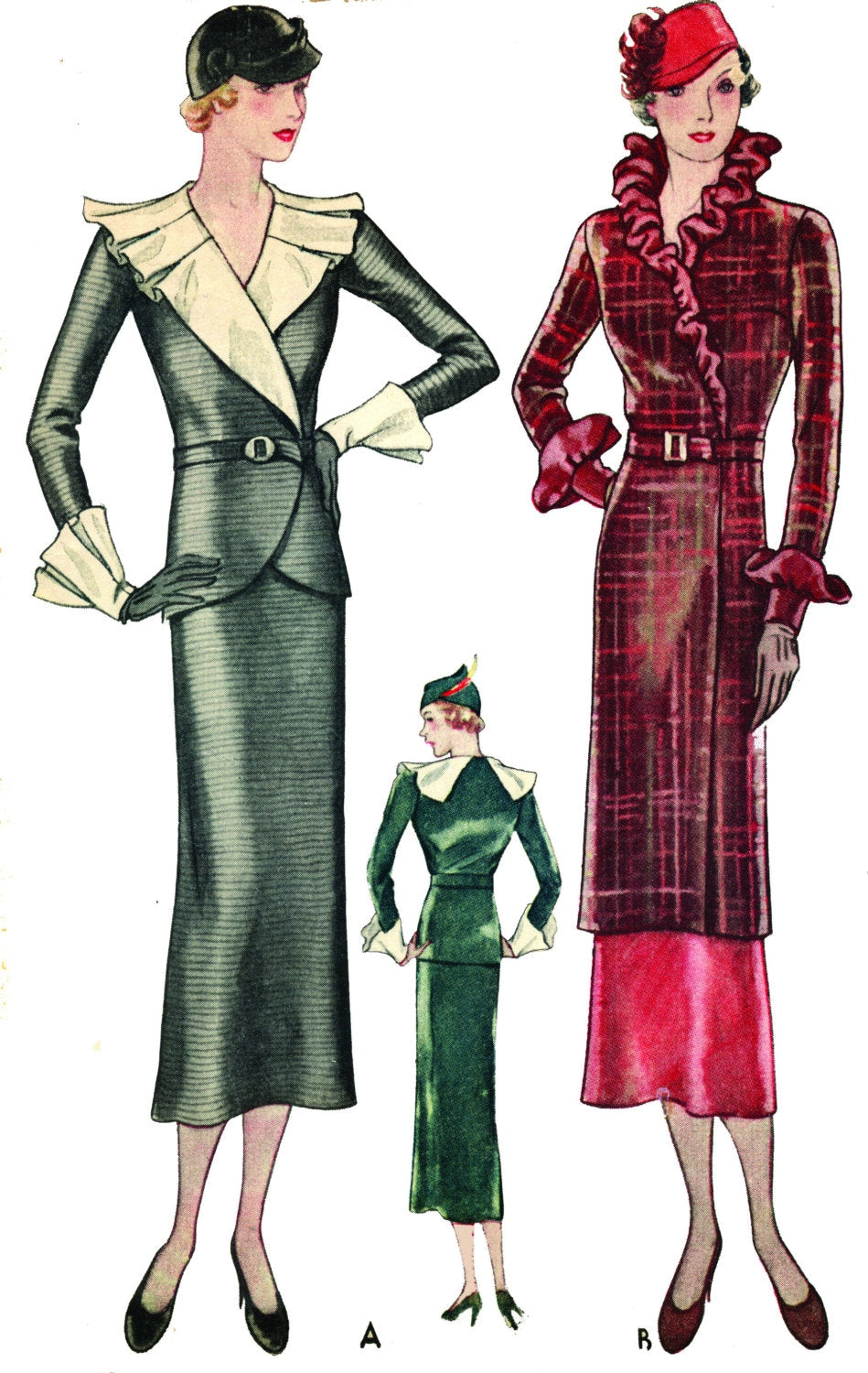 1930s Ladies Tunic Dress - Reproduction 1933 Sewing Pattern #T7592 - 36 Inch Bust