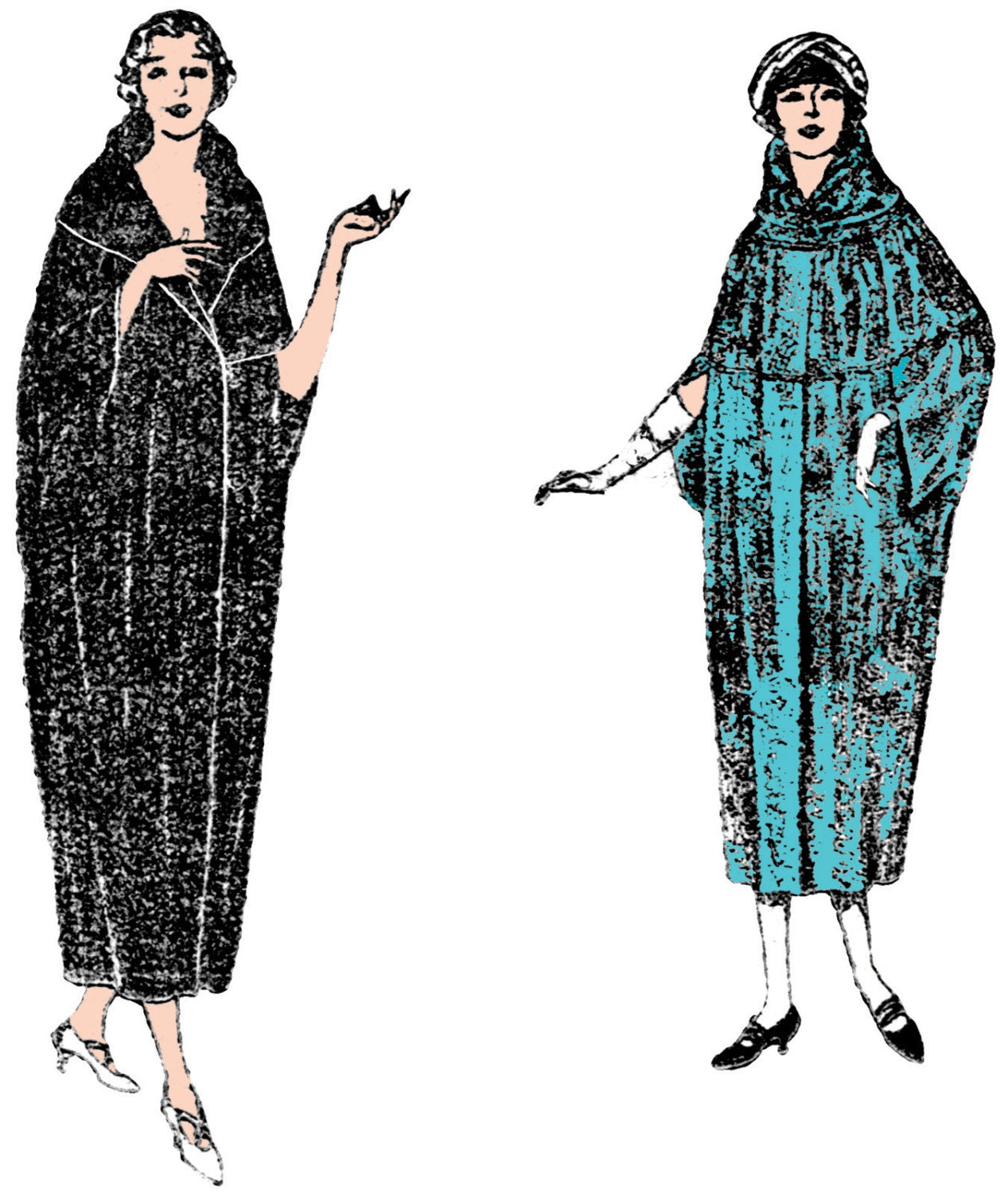 1920s Ladies Cocoon-Style Wrap With Convertible Collar - Reproduction 1923 Sewing Pattern #Z4265 - 36 Inch Bust
