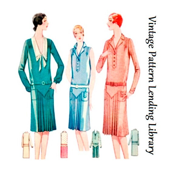 1920s Ladies Day Dress with Pleats - Reproduction 1929 Sewing Pattern #Z5816 - 36 Inch Bust