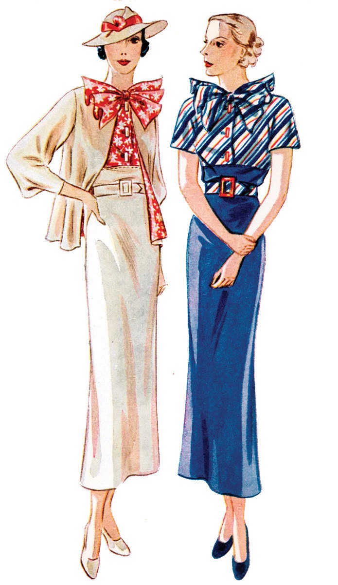 1930s Ladies Day Suit - Reproduction 1935 Sewing Pattern #T1687 - 36 Inch Bust