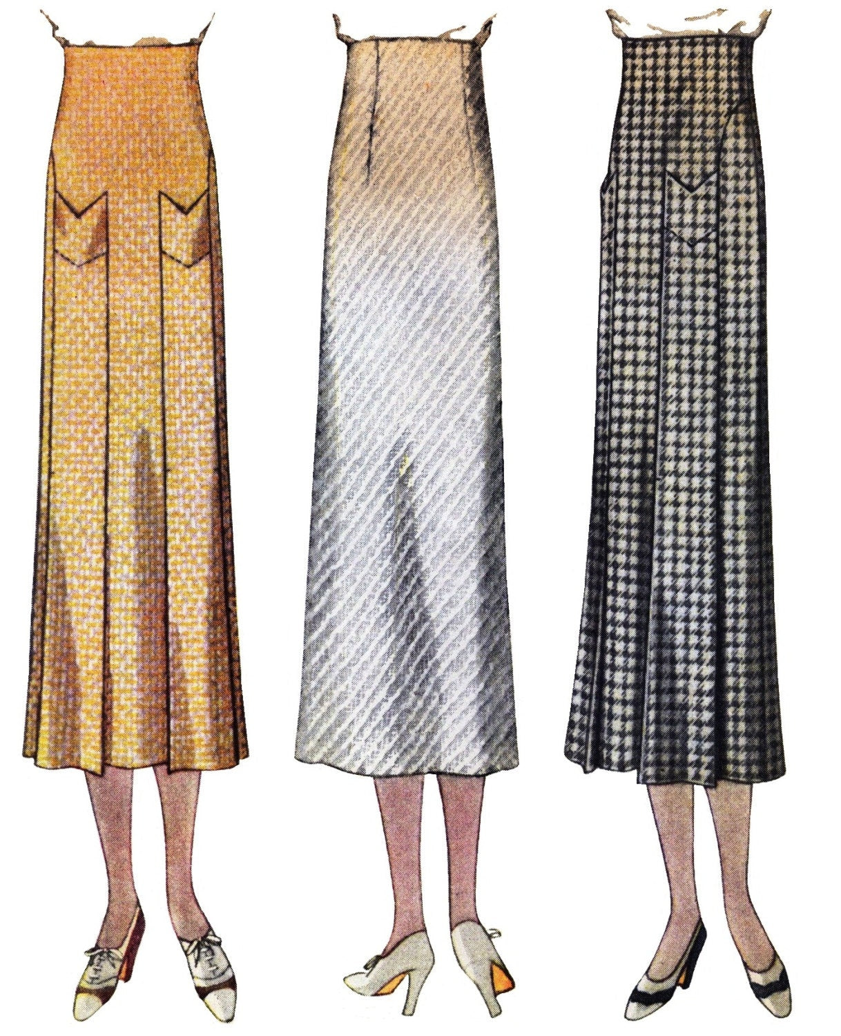 1930s Ladies Skirt With Self Pockets- Reproduction 1933 Sewing Pattern #T7368 - 28 Inch Waist