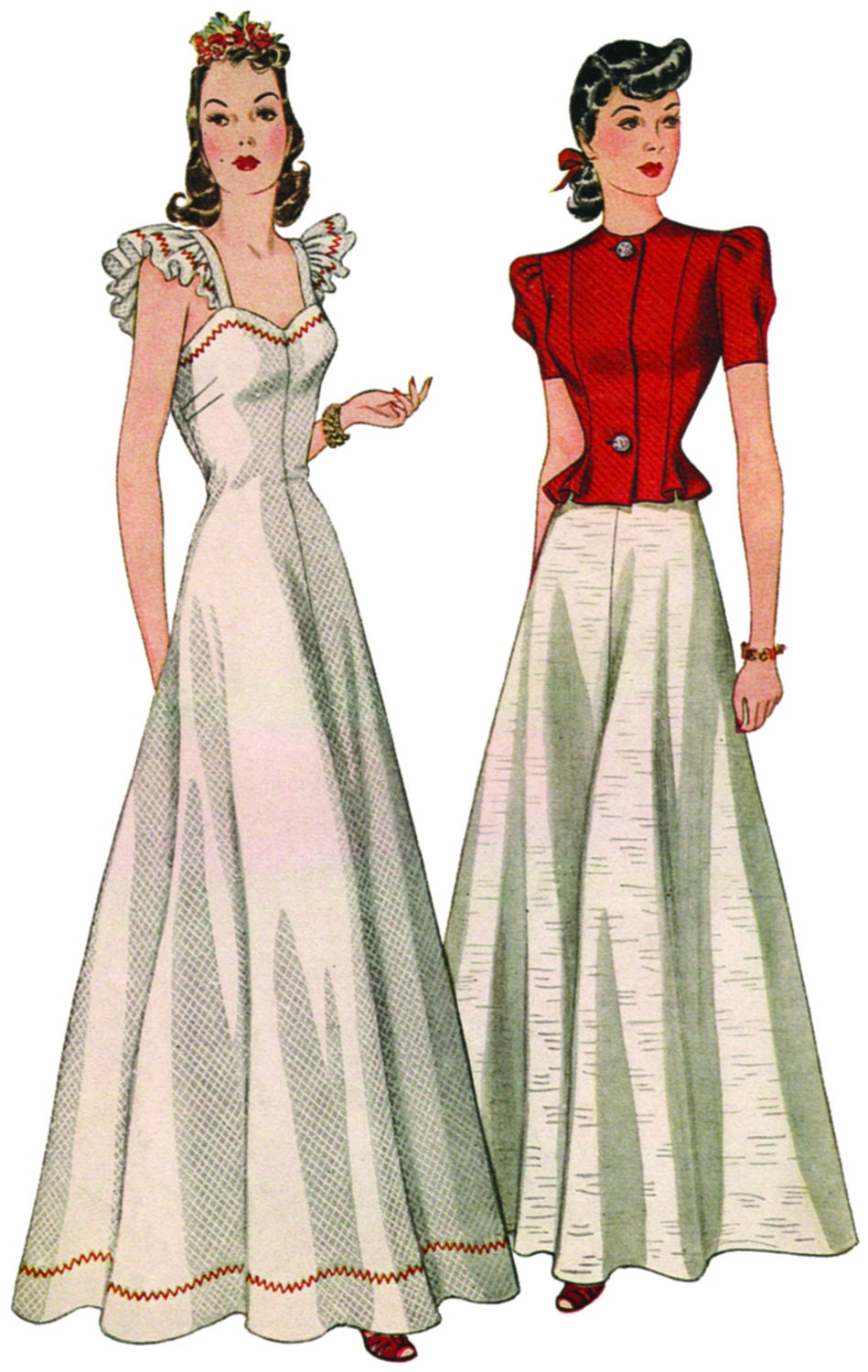 1940 Ladies Evening Gown with Jacket - Reproduction 1941 Sewing Pattern #F3680 - 34 Inch Bust