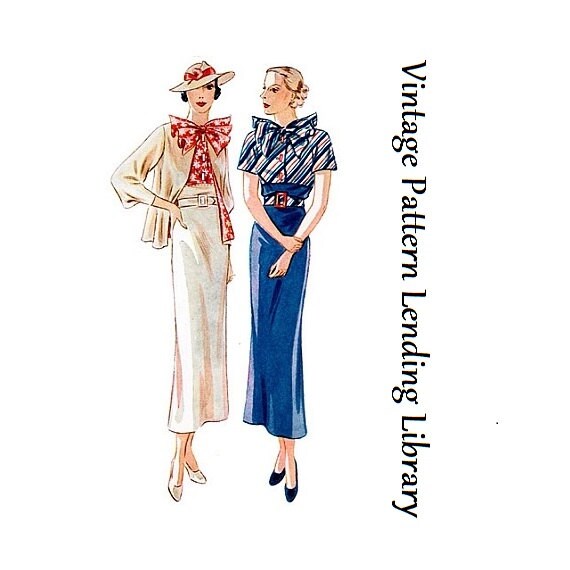 1930s Ladies Day Suit - Reproduction 1935 Sewing Pattern #T1687 - 36 Inch Bust