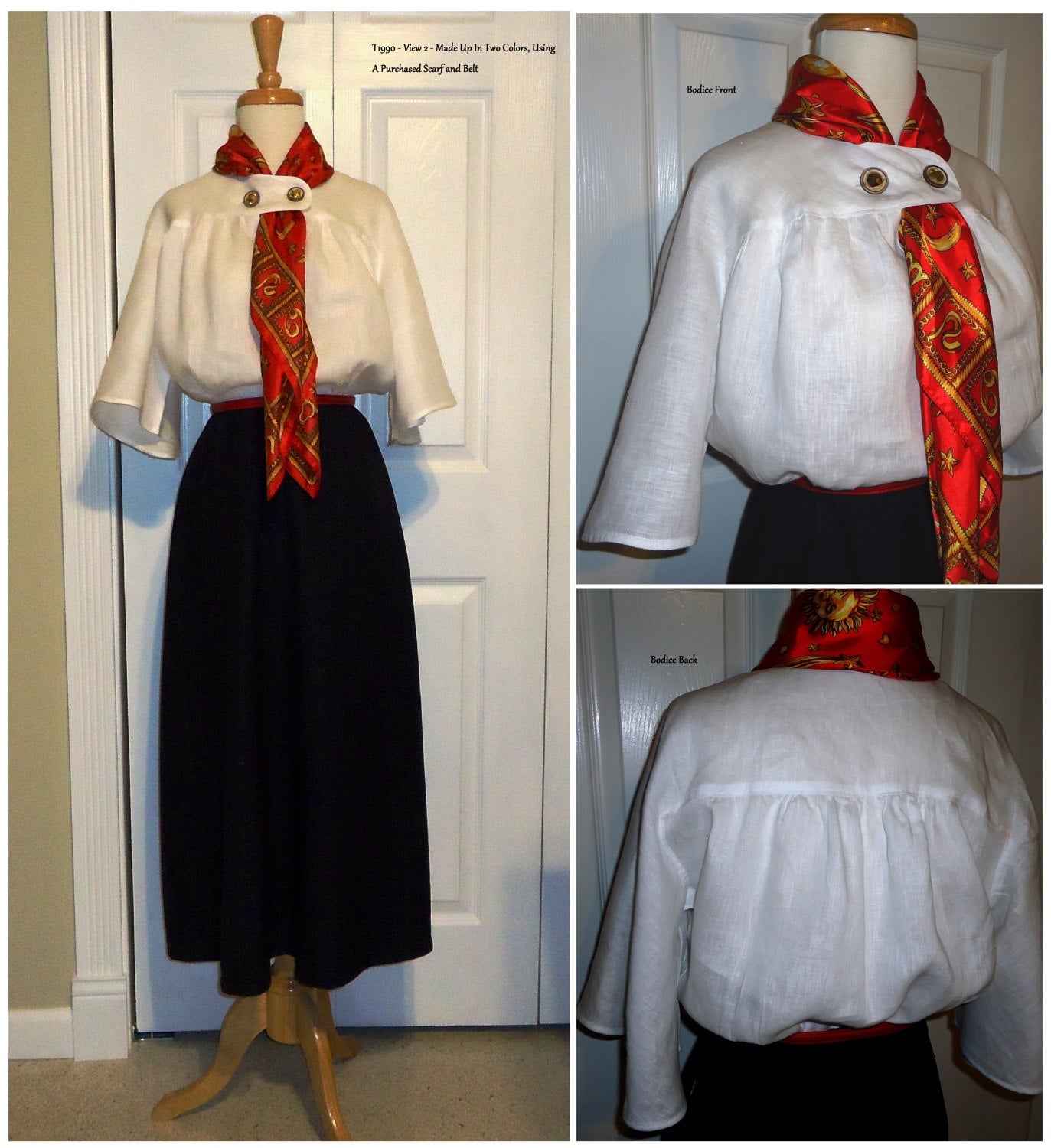 1930s Ladies Day Dress In Two Styles - Reproduction 1936 Sewing Pattern #T1990 - 36 Inch Bust