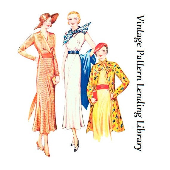 1930s Ladies Ensemble With Two Style Dresses And Jacket - Art Deco (ca. 1933) - Pattern #T0647 - 36 Inch Bust