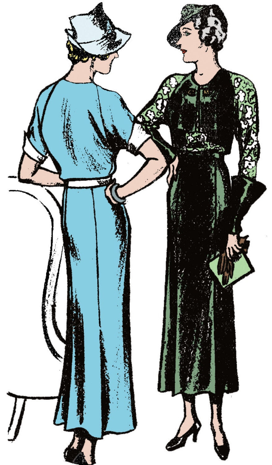 1930s Ladies Dress With Bolero Front - Reproduction 1935 Sewing Pattern #T1551 - 38 Inch Bust