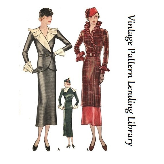 1930s Ladies Tunic Dress - Reproduction 1933 Sewing Pattern #T7592 - 36 Inch Bust