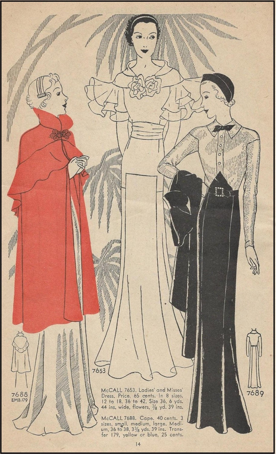 1930s Ladies Evening Gown With Wing Sleeves - Reproduction 1934 Sewing Pattern #T7653 - 34 Inch Bust