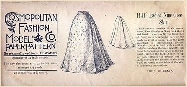 1890s Ladies Nine Gored Skirt - Victorian Era - Reproduction (ca. 1897) Sewing Pattern #E1141 - 28 Inch Waist