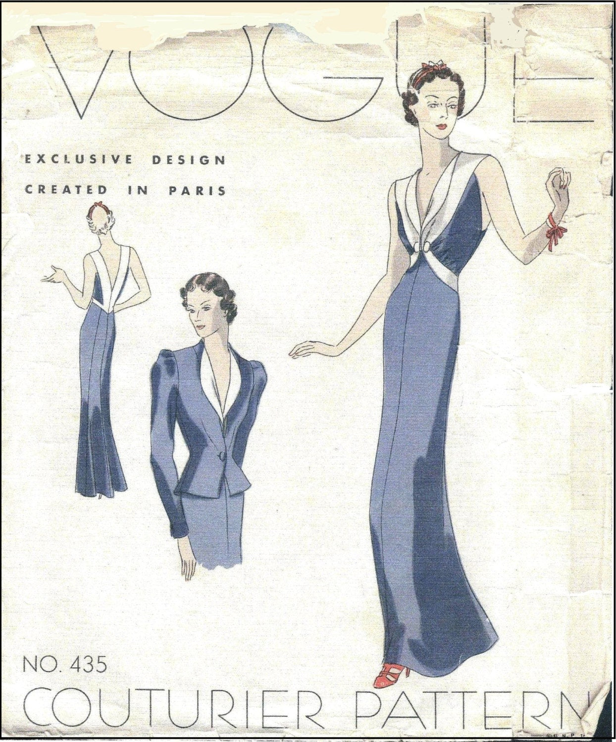 1930s Ladies Evening Gown With Jacket - Reproduction 1936 Sewing Pattern #T0435 - 34 Inch Bust