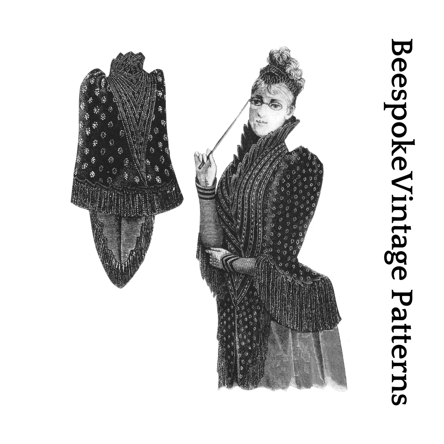 1890s Ladies Mantelet with Medici Collar - Late Victorian Reproduction 1891 Sewing Pattern #E0010 - 38 Inch Bust
