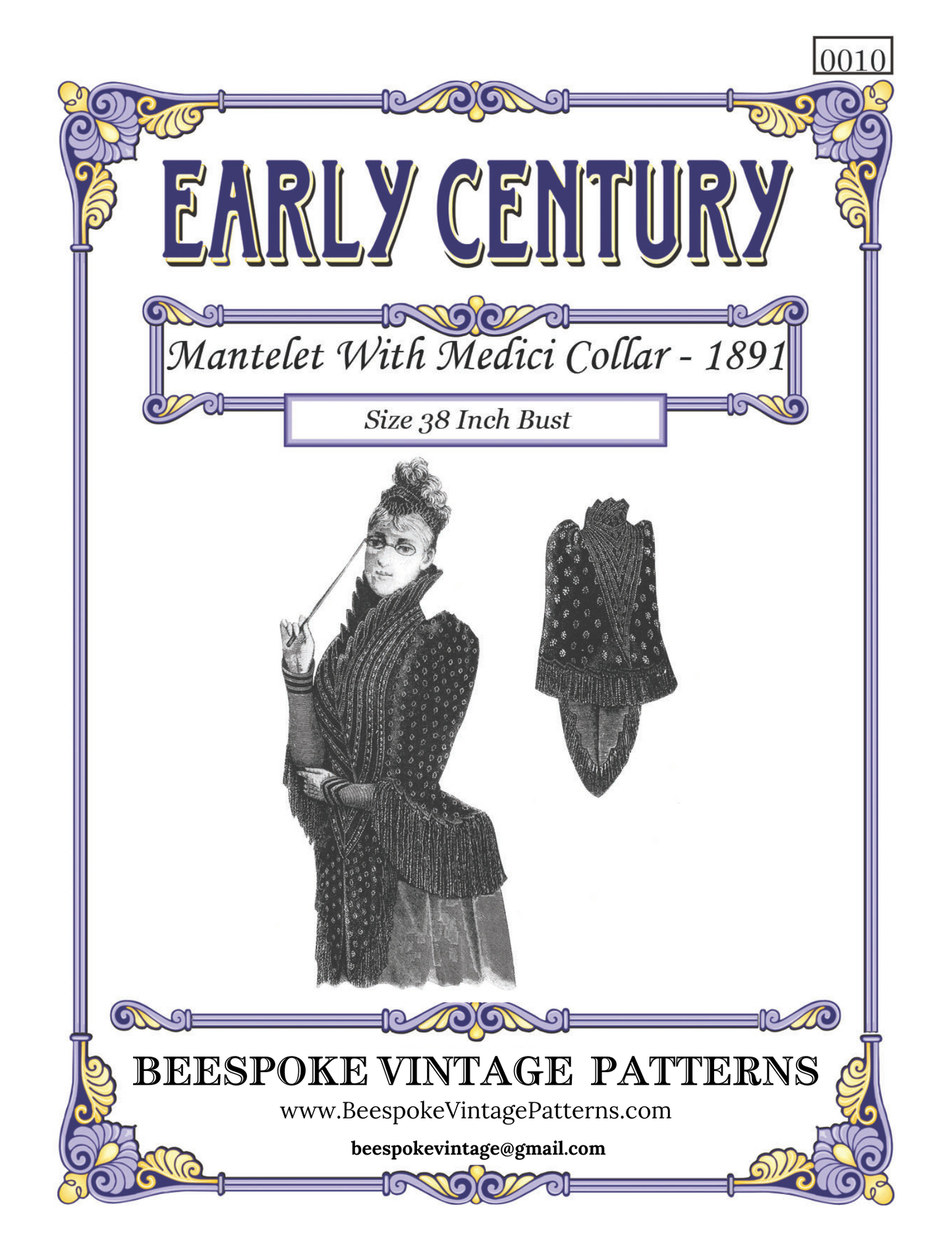 1890s Ladies Mantelet with Medici Collar - Late Victorian Reproduction 1891 Sewing Pattern #E0010 - 38 Inch Bust