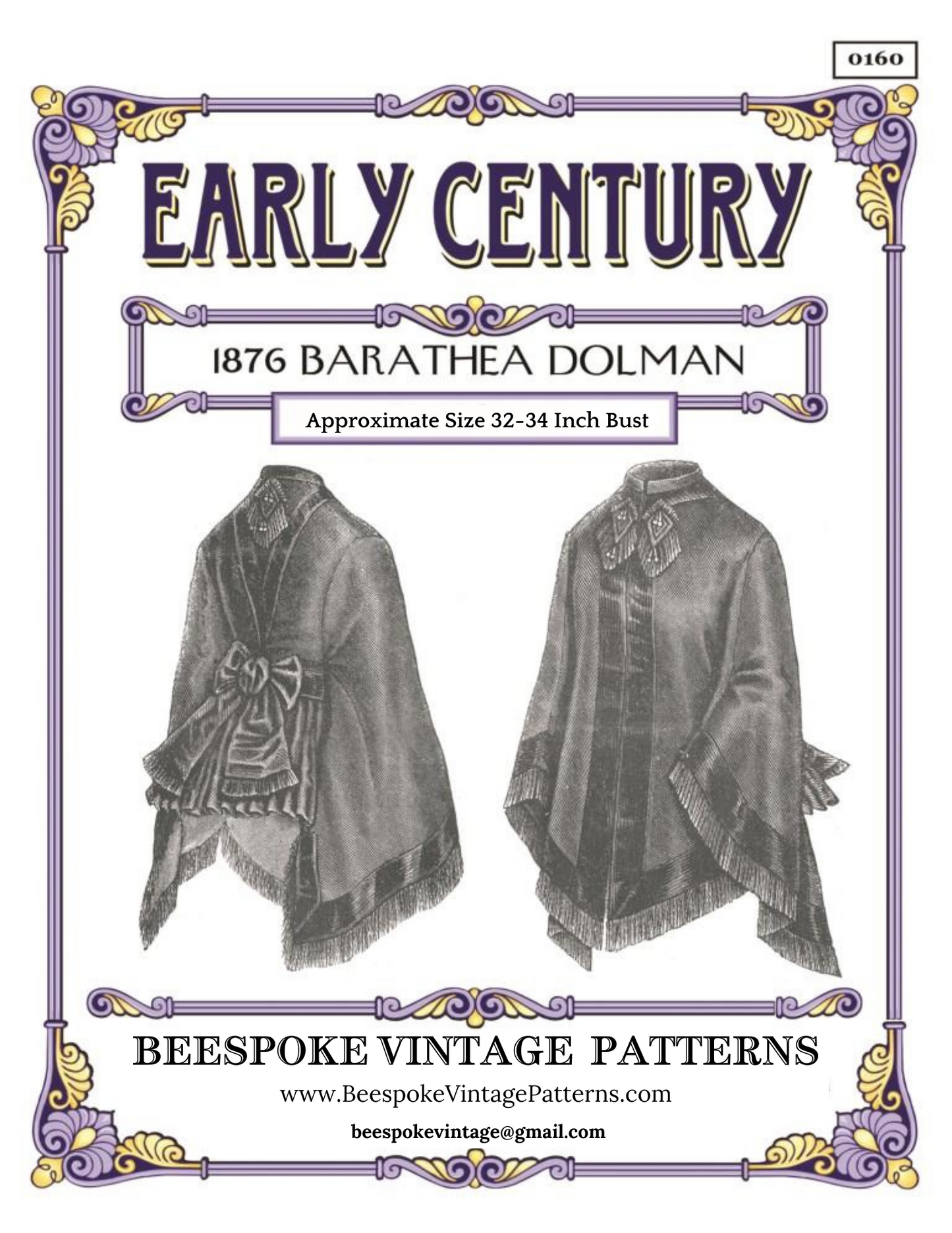 1870s Ladies Barathea Dolman - Victorian Era - Reproduction (ca. 1876) Sewing Pattern #E0160 - 32/34 Inch Bust