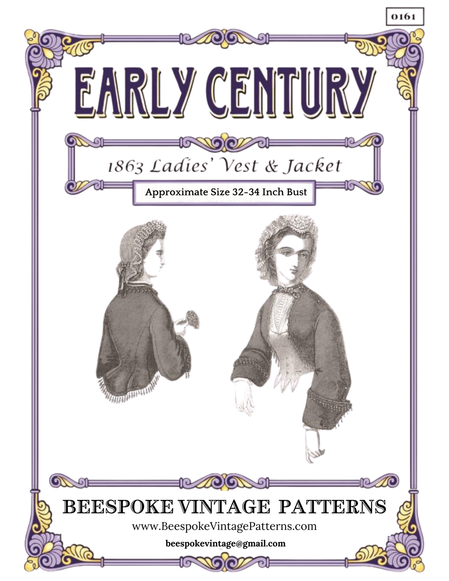 1860s Ladies Vest & Jacket - Victorian Era - Reproduction (ca. 1863) Sewing Pattern #E0161 - 32/34 Inch Bust