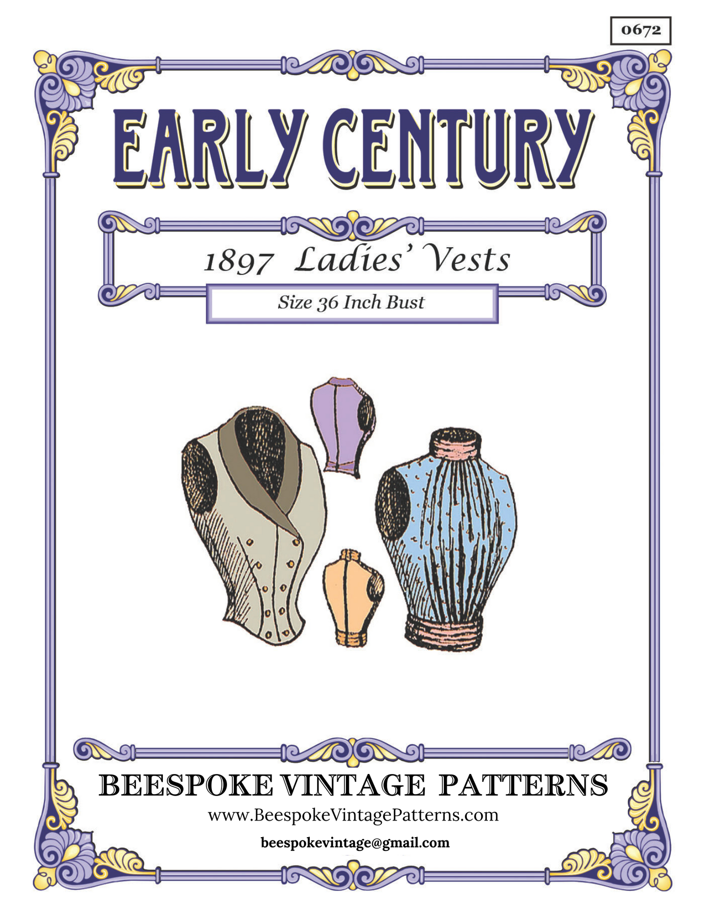 1890s Ladies Double Breasted & Full Vest - Victorian Era - Reproduction (ca. 1897) Sewing Pattern #E0672 - 36 Inch Bust