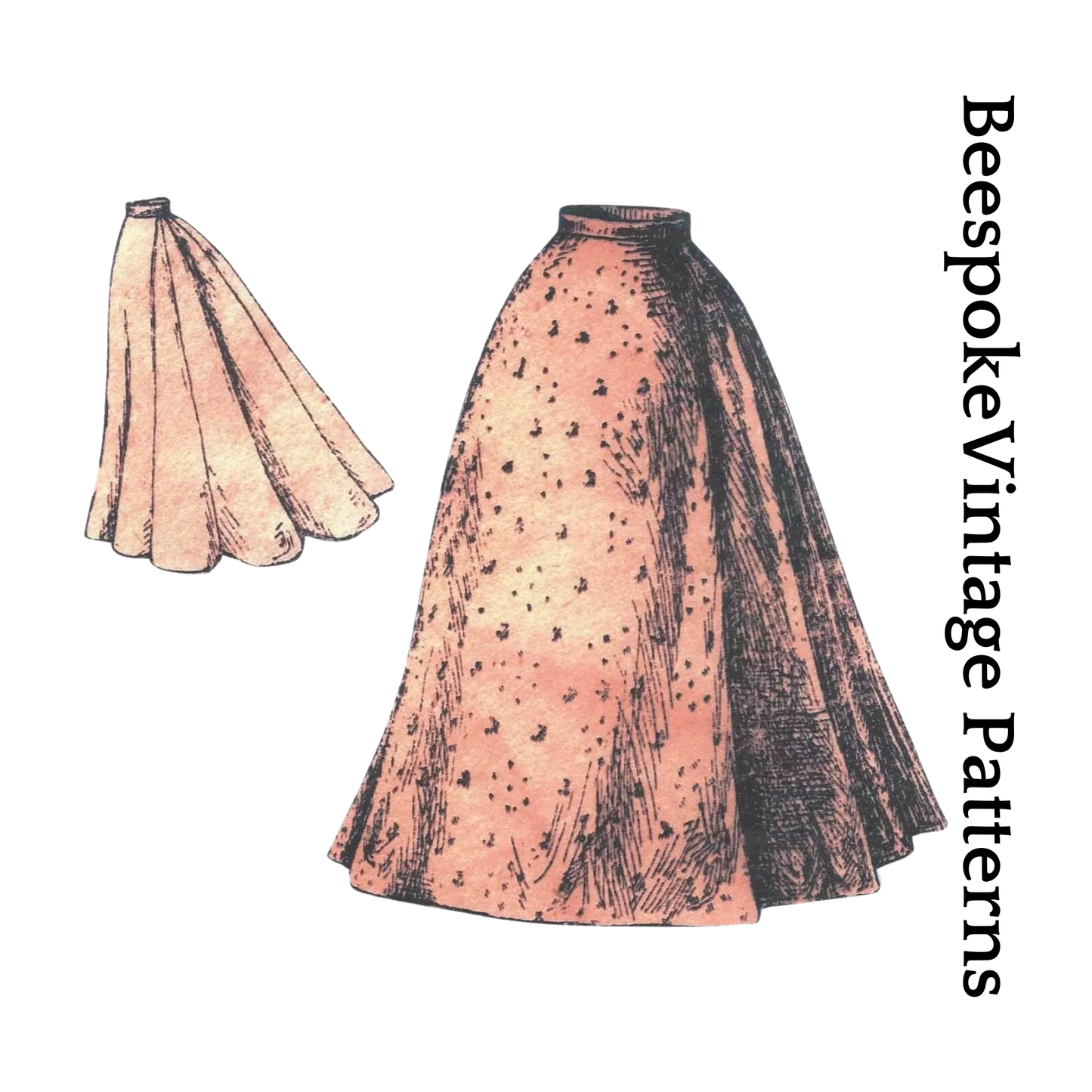 1890s Ladies Nine Gored Skirt - Victorian Era - Reproduction (ca. 1897) Sewing Pattern #E1141 - 28 Inch Waist