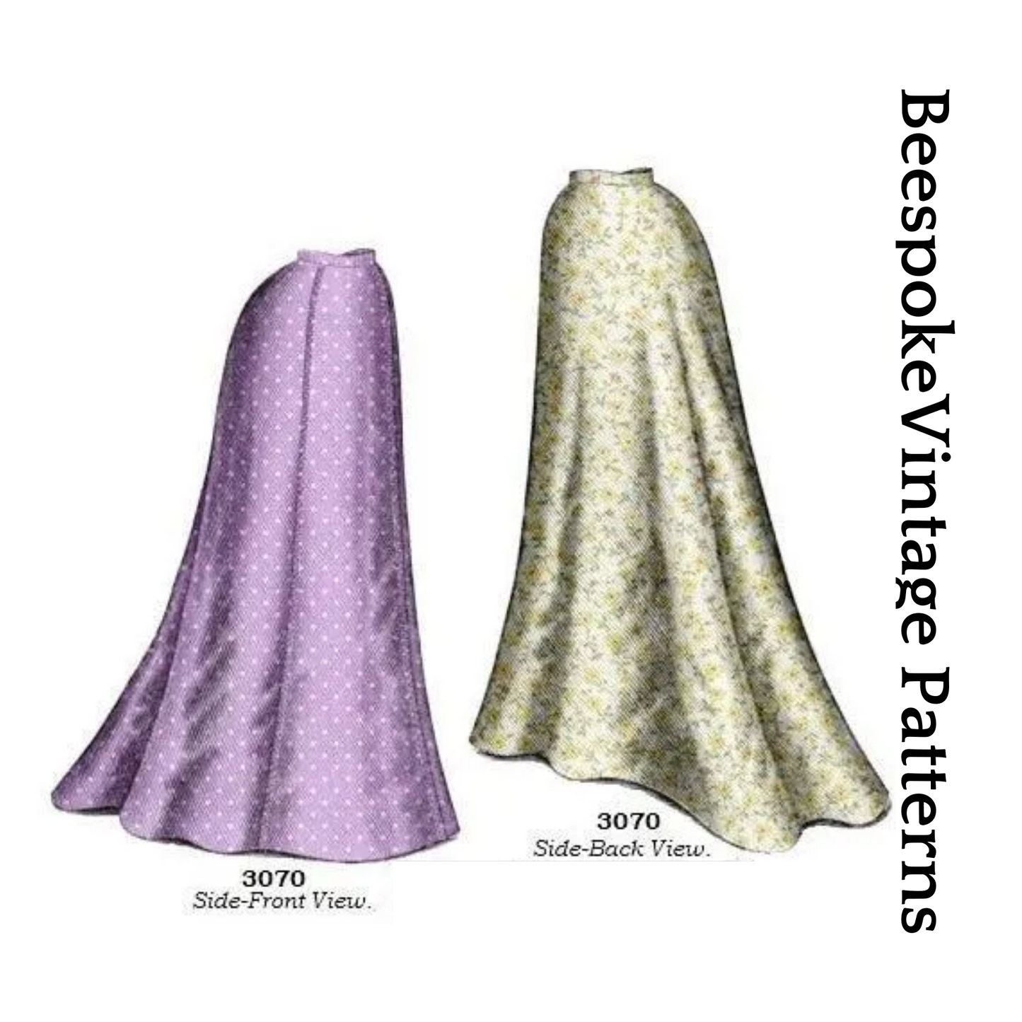 1890s Ladies Full Circular Skirt In Two Lengths - Victorian Era - Reproduction (ca. 1899) Sewing Pattern #E3070 - 22 Inch Waist