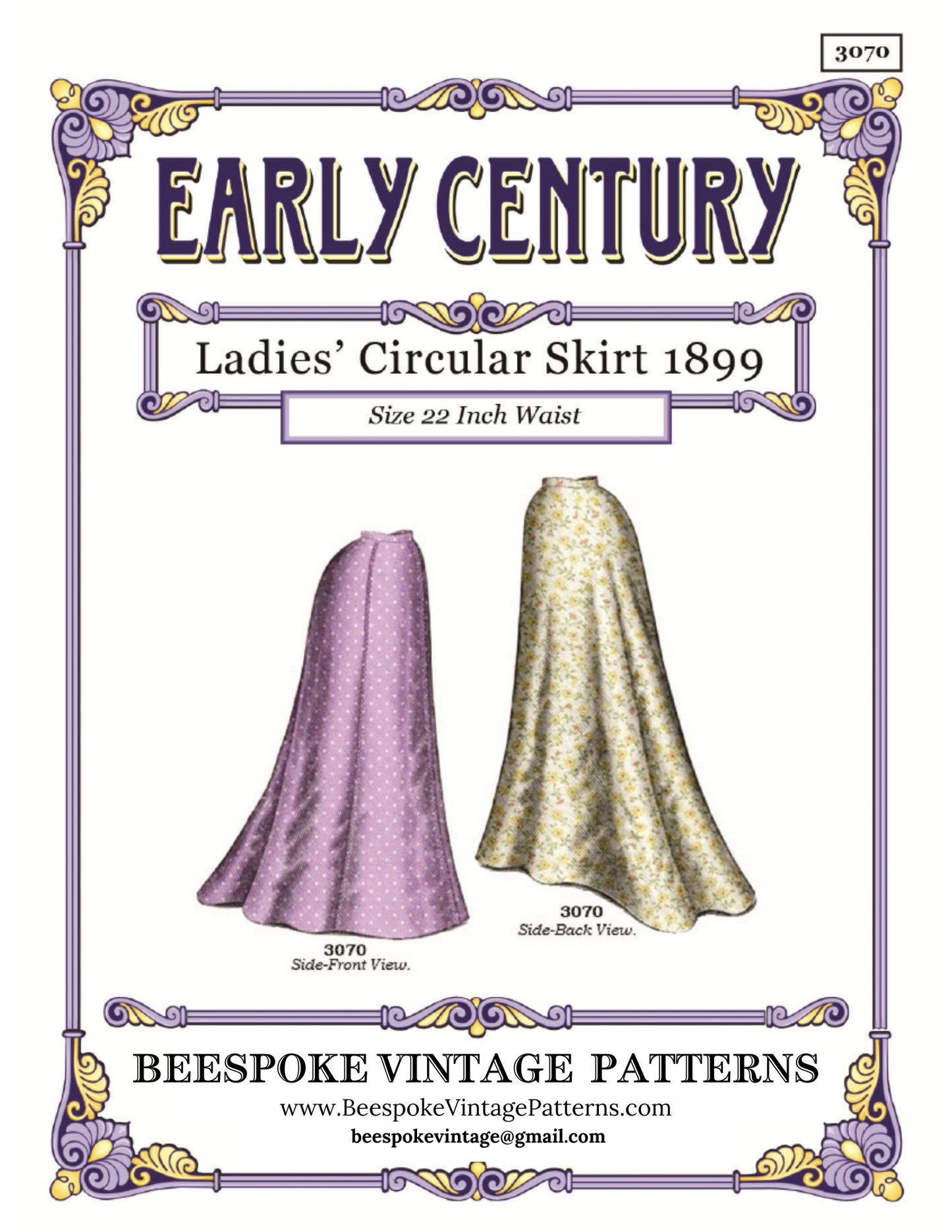 1890s Ladies Full Circular Skirt In Two Lengths - Victorian Era - Reproduction (ca. 1899) Sewing Pattern #E3070 - 22 Inch Waist
