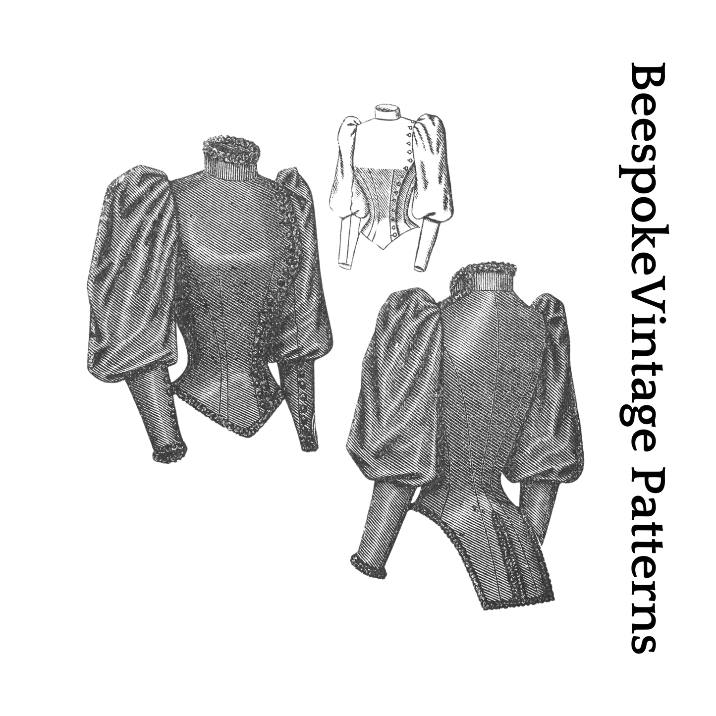 1890s Ladies Basque - Victorian Era - Belle Epoque - Reproduction 1892 Sewing Pattern #E4898 - 36 Inch Bust