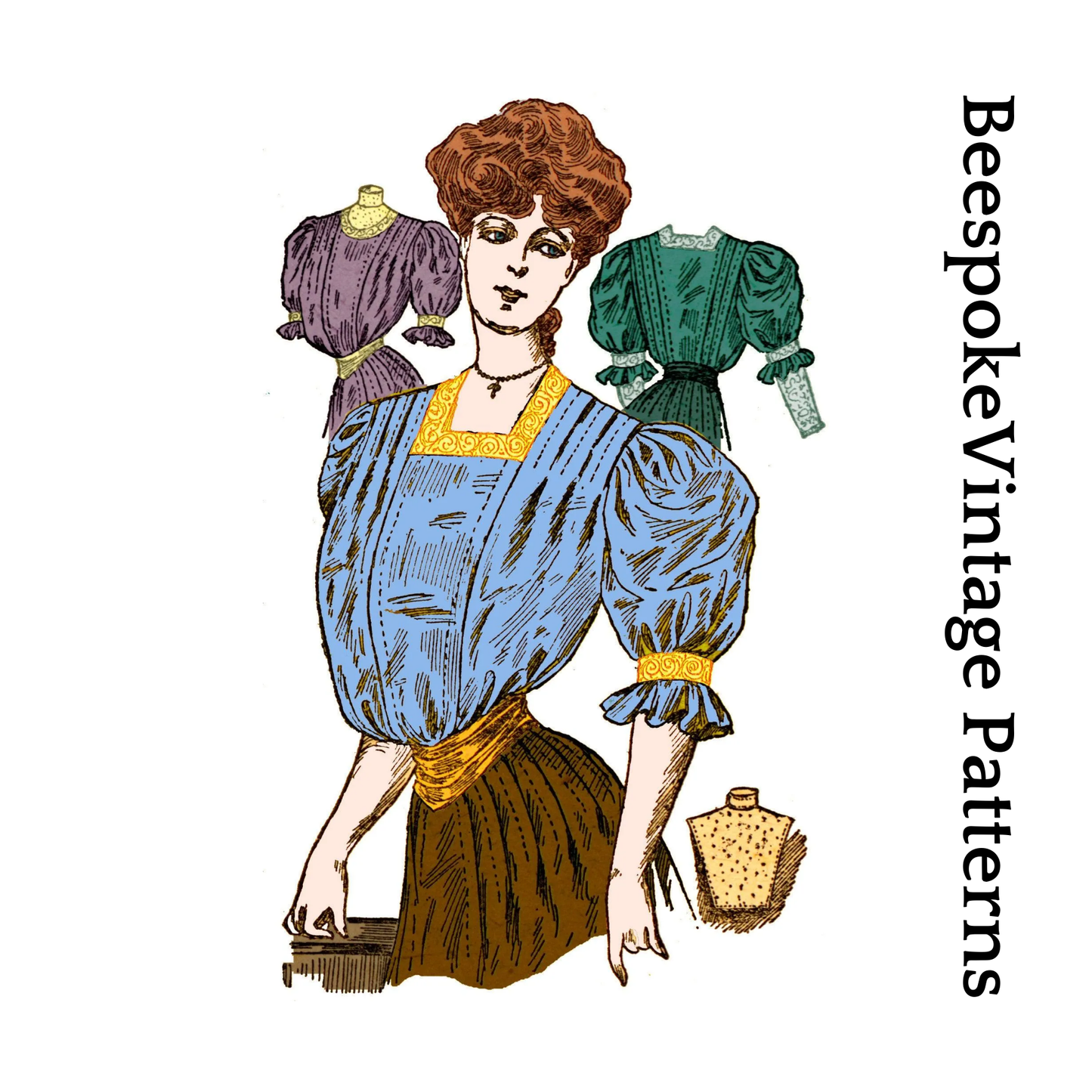 1890s Ladies Blouse With Separate Chemisette - Victorian Era - Reproduction (ca. 1898) Sewing Pattern #E5113 - 36 Inch Bust