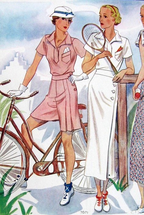 1930s Ladies Sports Ensemble - Reproduction 1933-34 Sewing Pattern #T7671 - 36 Inch Bust