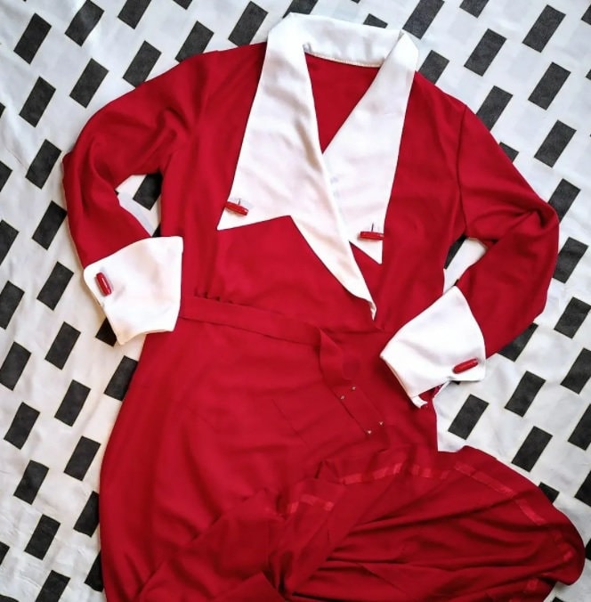 1930s Ladies Day Dress With Large Collar - Art Deco - 1934 Pattern #T1481 - 36 Inch Bust