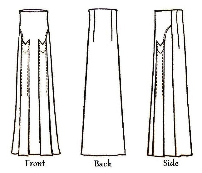 1930s Ladies Skirt With Self Pockets- Reproduction 1933 Sewing Pattern #T7368 - 28 Inch Waist