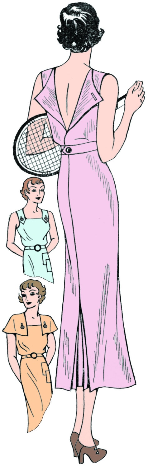 1930s Ladies Sport Dress With Capelet - Pattern #T2773 - 38 Inch Bust