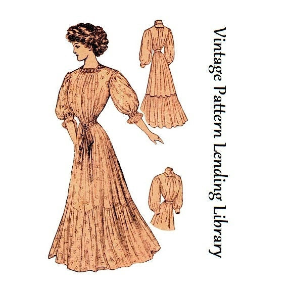 1900s Ladies House Dress or Wrapper - 1908 Pattern #E2263 - 38 Inch Bust