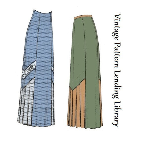 1900s Ladies Six Gored Skirt with Pleated Insets - 1908 Pattern #E4285 - 30 Inch Waist