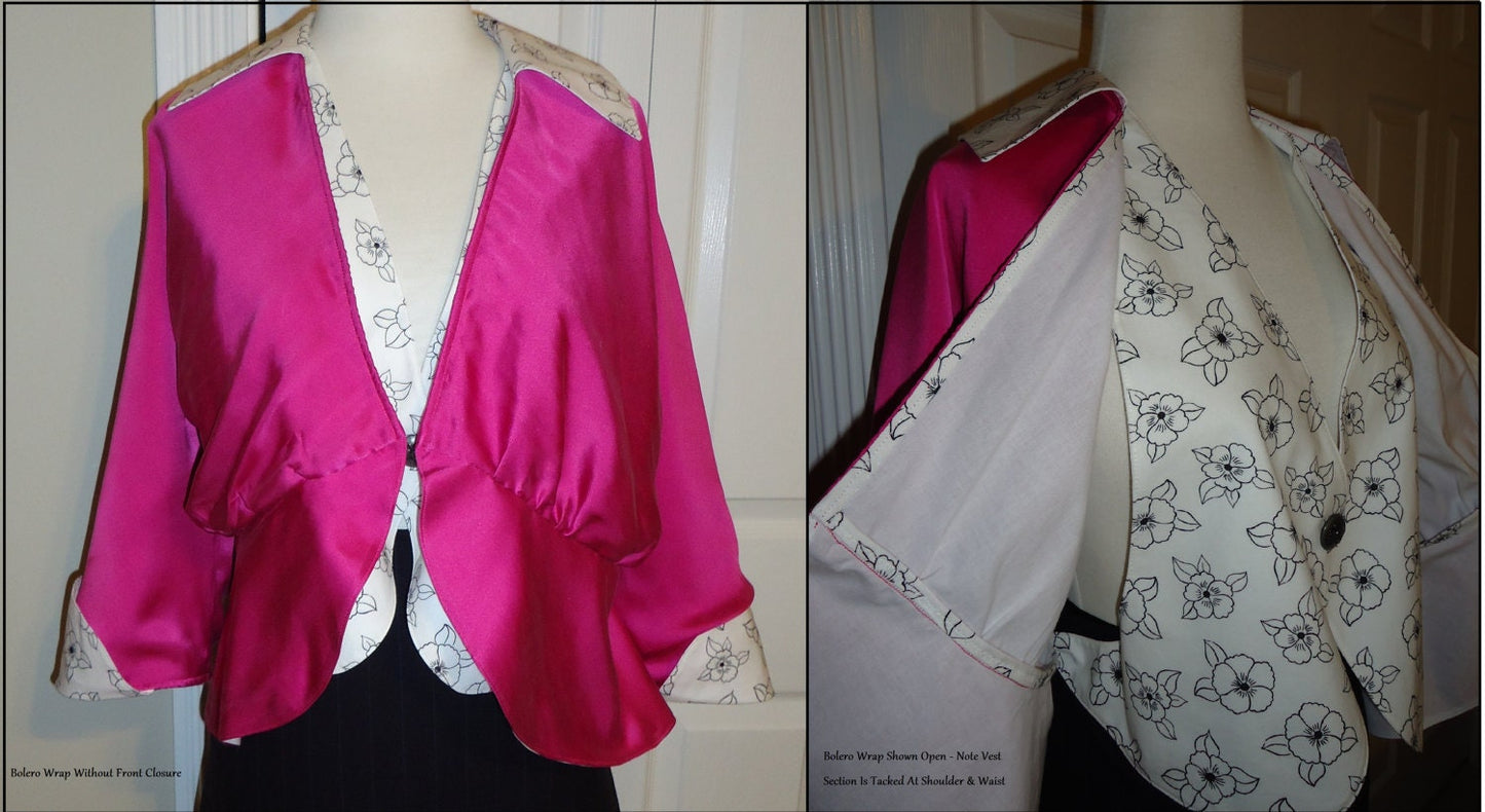 1910s Ladies Kimono Coat With Vestee - 1914 Pattern #E8276 - 38 Inch Bust