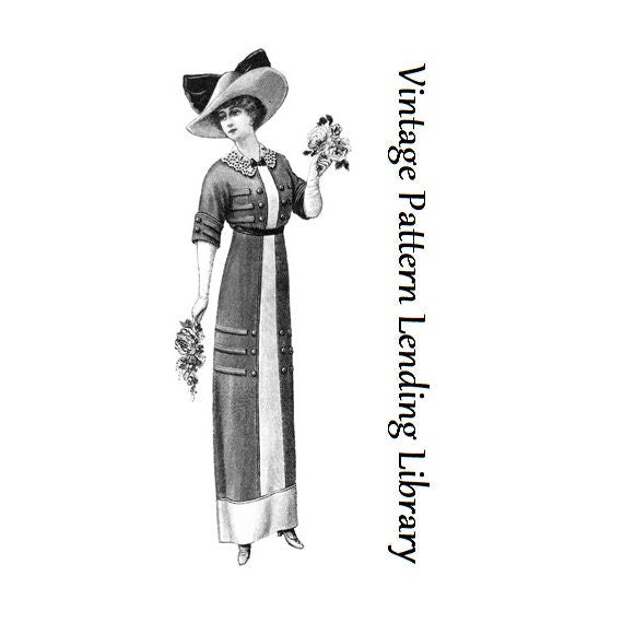 1910s Ladies Dress with Embroidered Collar - 1912 Pattern #E4016 - 34 Inch Bust