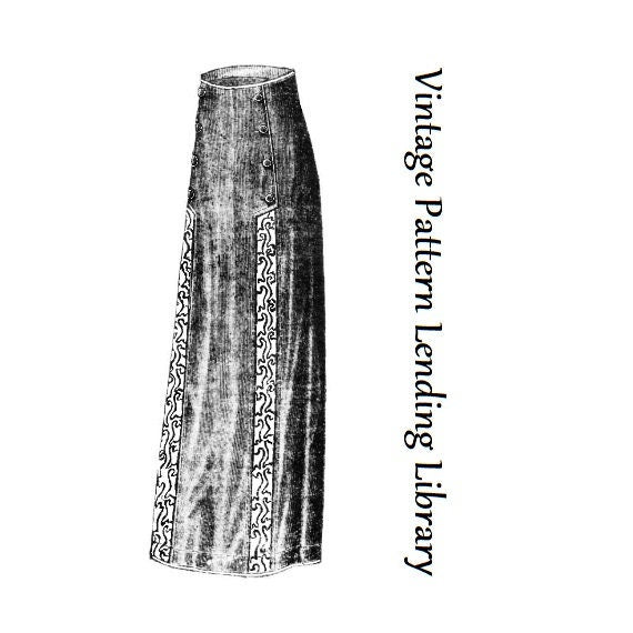 1910s Ladies Skirt with Soutache Detailing - 1912 Pattern #E0162 - 25 Inch Waist