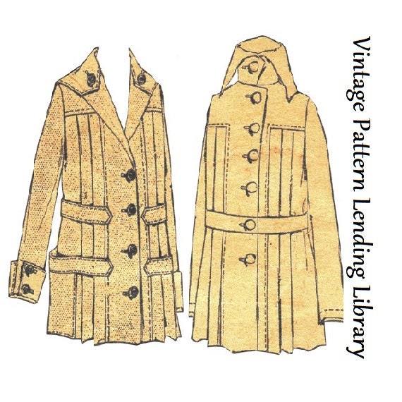 1910s Ladies Pleated Coat with Belt Options - 1917 Pattern #E7651 - 34 Inch Bust - WWI - Suffragette
