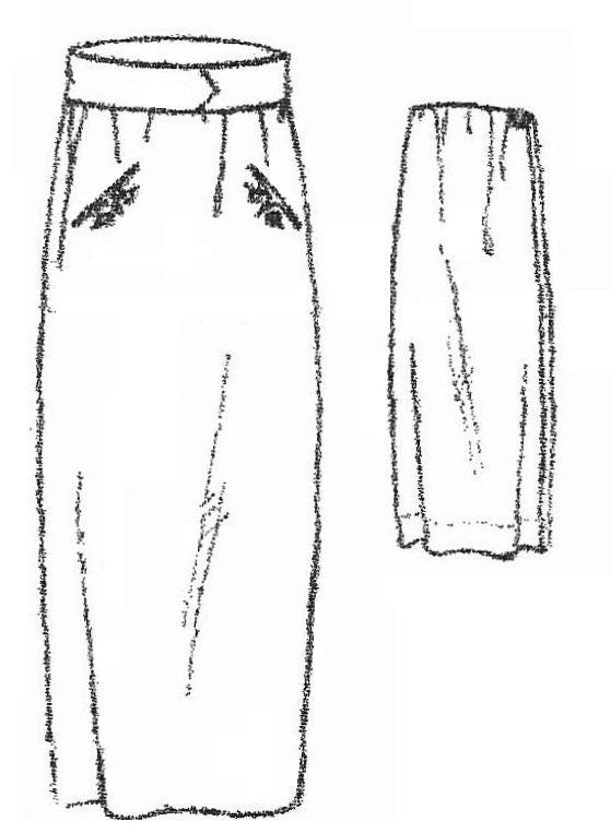 1910s Ladies Two-Piece Skirt with Welt Type Pocket Detailing - 1919 Pattern #E2903 - 26 Inch Waist - YOUNG MISS/PETITE
