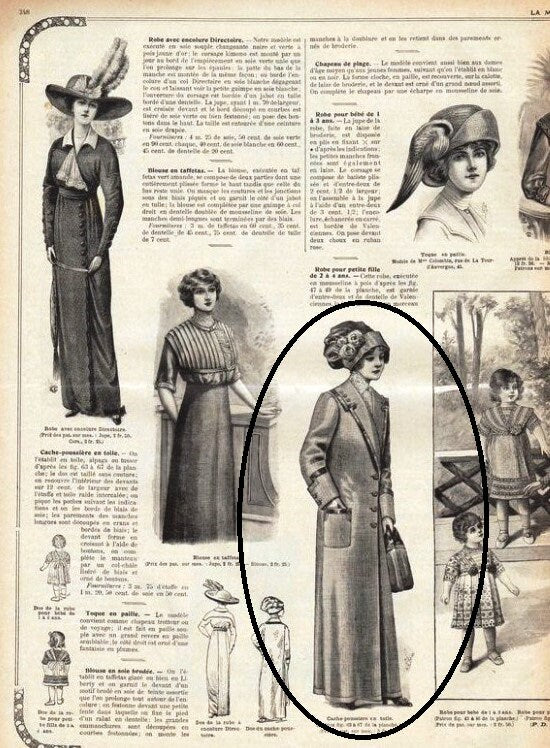 1910s Ladies Duster Coat - 1912 Pattern #E0402 - 34 Inch Bust