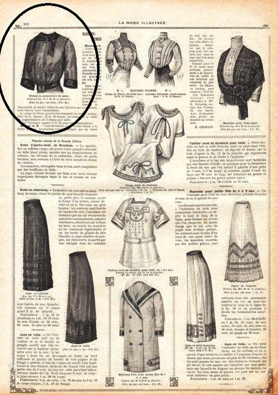 1910s Ladies Blouse With Yoked Neckband - 1912 Pattern #E0191 - 36 Inch Bust