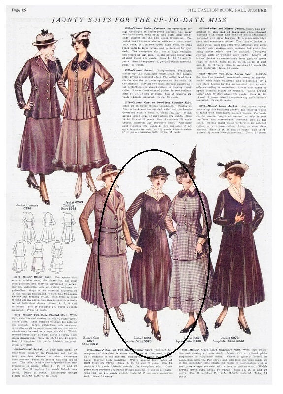 1910s Ladies Belted Jacket With Sleeve Options - 1915 Pattern #E6080 - 34 Inch Bust