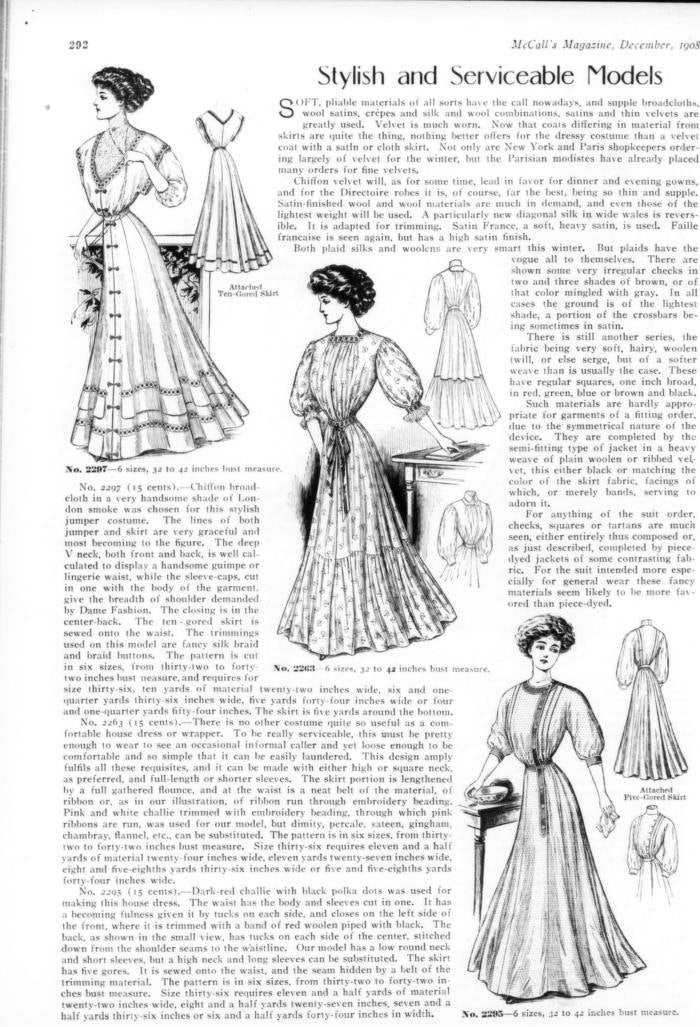 1900s Ladies House Dress or Wrapper - 1908 Pattern #E2263 - 38 Inch Bust
