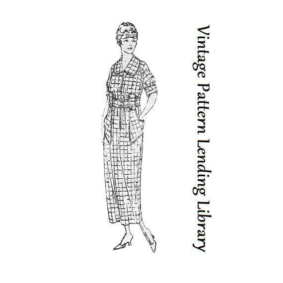 1910s One Piece Slip On Apron Dress - 1918 Pattern #E9347 - 36 Inch Bust