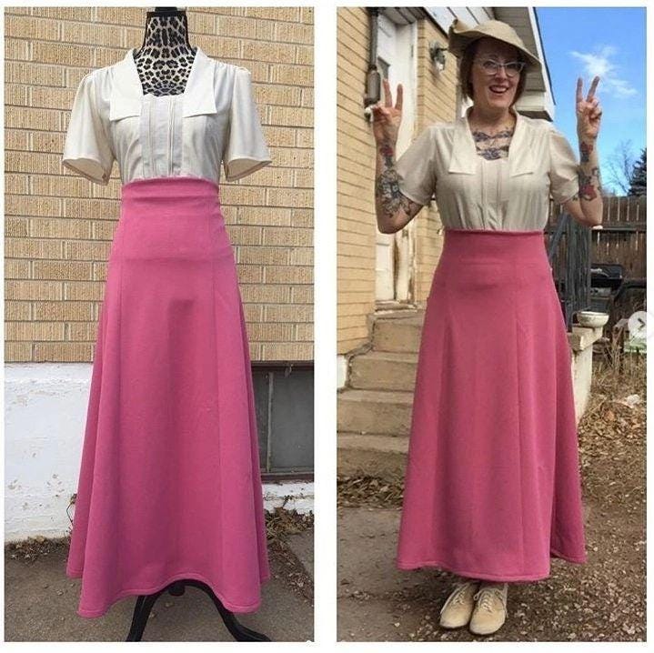 1910s Ladies Seven Gored Skirt - 1918 Pattern #E6189 - 30 Inch Waist