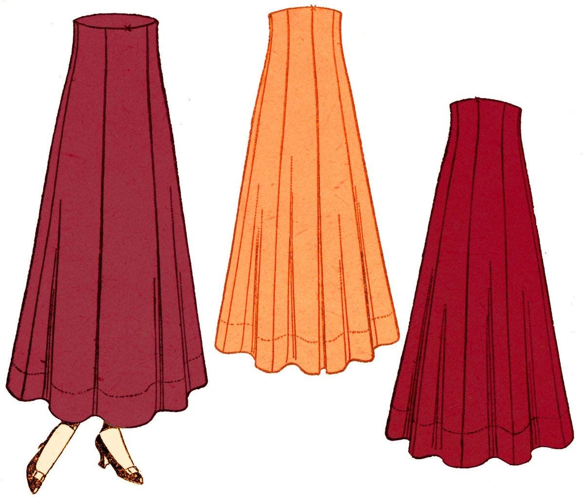 1910s Ladies Seven Gored Skirt - 1918 Pattern #E6189 - 30 Inch Waist