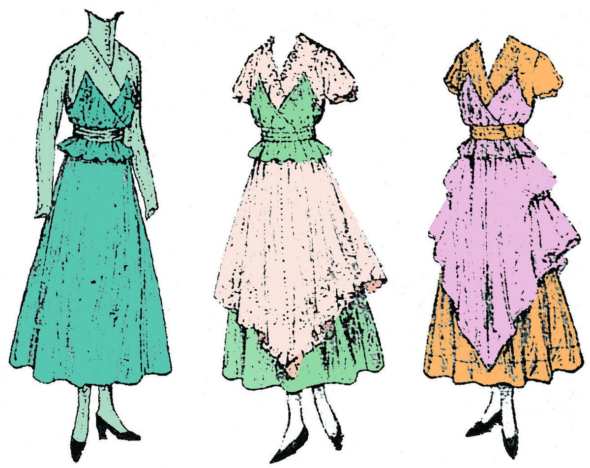 1910s Ladies Dinner Dress With Optional Tunic - 1918 Pattern #E8744 - 36 Inch Bust