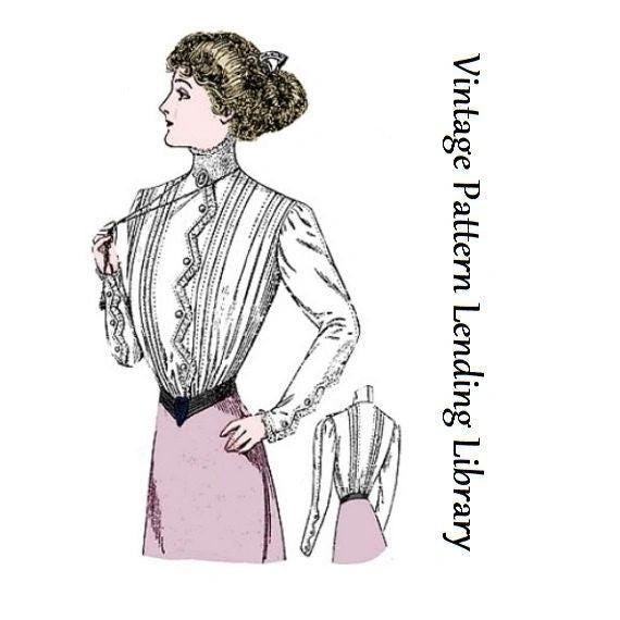 1900s Ladies Edwardian Era Blouse With ZigZag Detailing - 1908 Pattern #E2997 - 36 Inch Bust - Gibson Girl