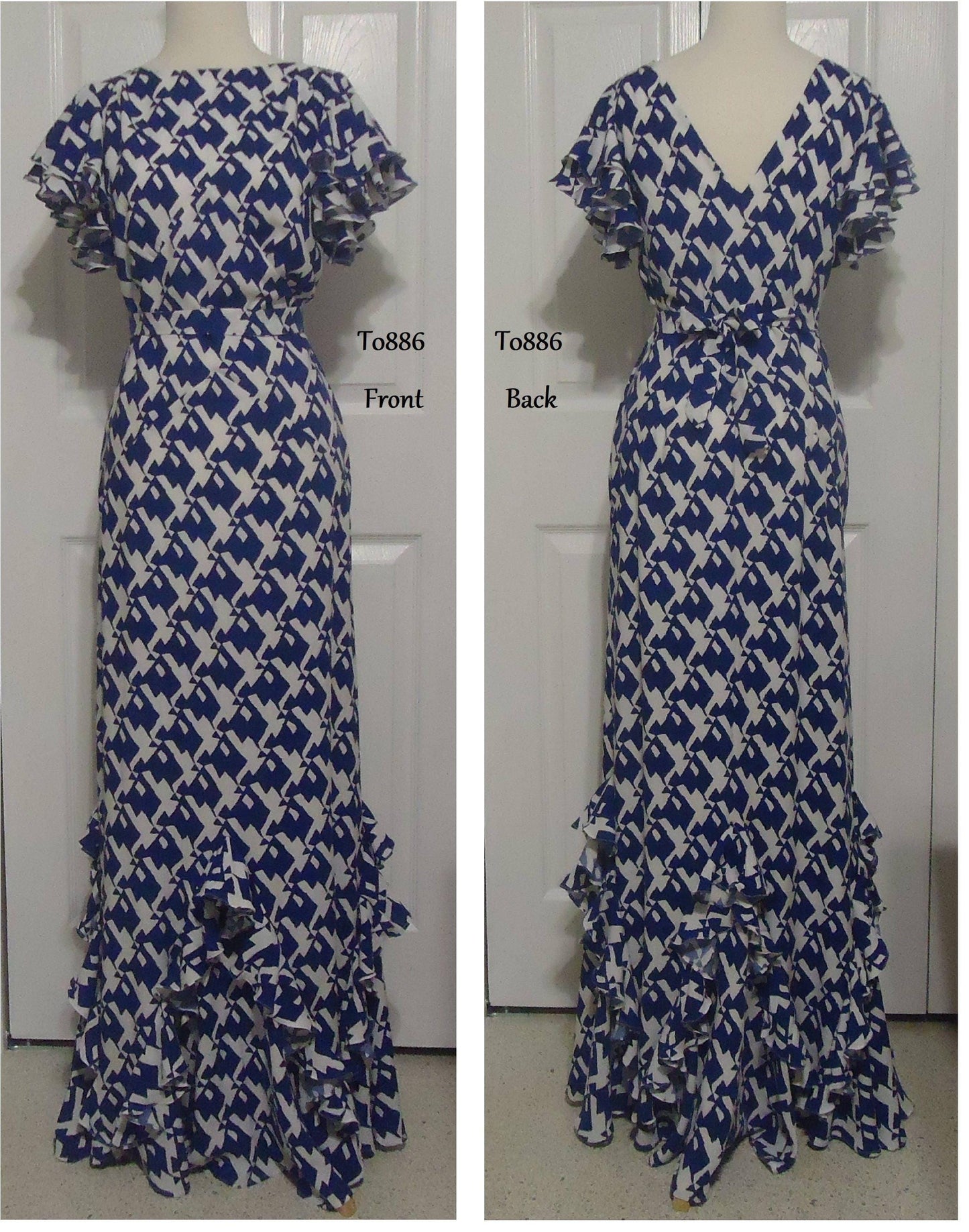 1930s Ladies Evening Gown With Ruffle Godets - INSTANT DOWNLOAD - Reproduction 1934 Sewing Pattern #T0886 - 32 Inch Bust -PDF- Print At Home