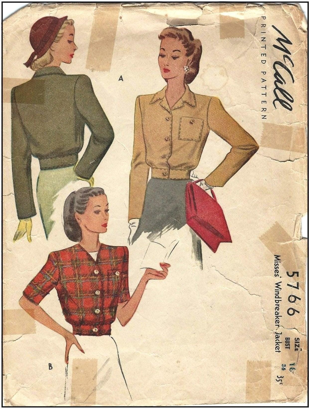 1940s Ladies Eisenhower Style Jacket - INSTANT DOWNLOAD - Reproduction 1944 Sewing Pattern #F5766 - 32/34 Inch Bust - PDF - Print At Home