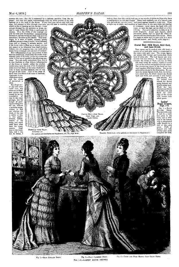 1870s Ladies Petticoat wth Button On Train - INSTANT DOWNLOAD Reproduction 1876 Sewing Pattern #E0174 - ExSmall/Small